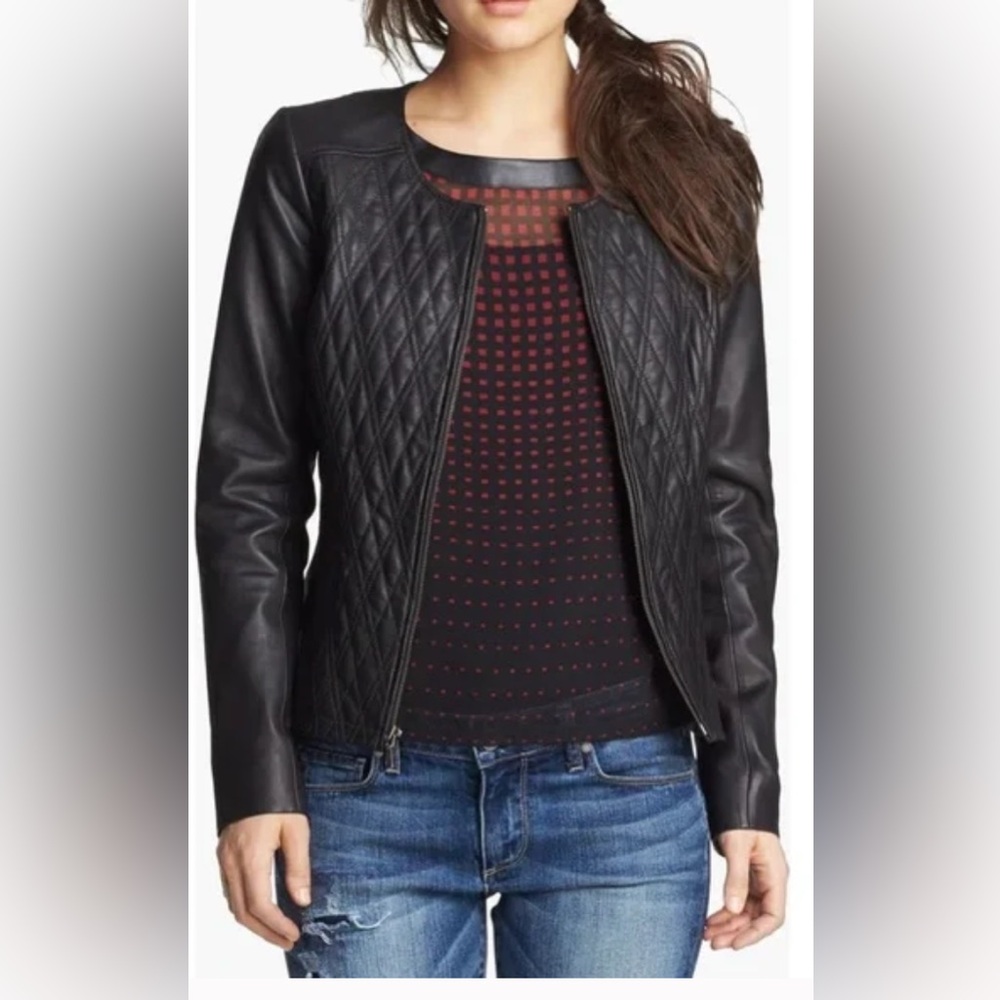 Nordstrom Hinge 100% Leather Jacket Black